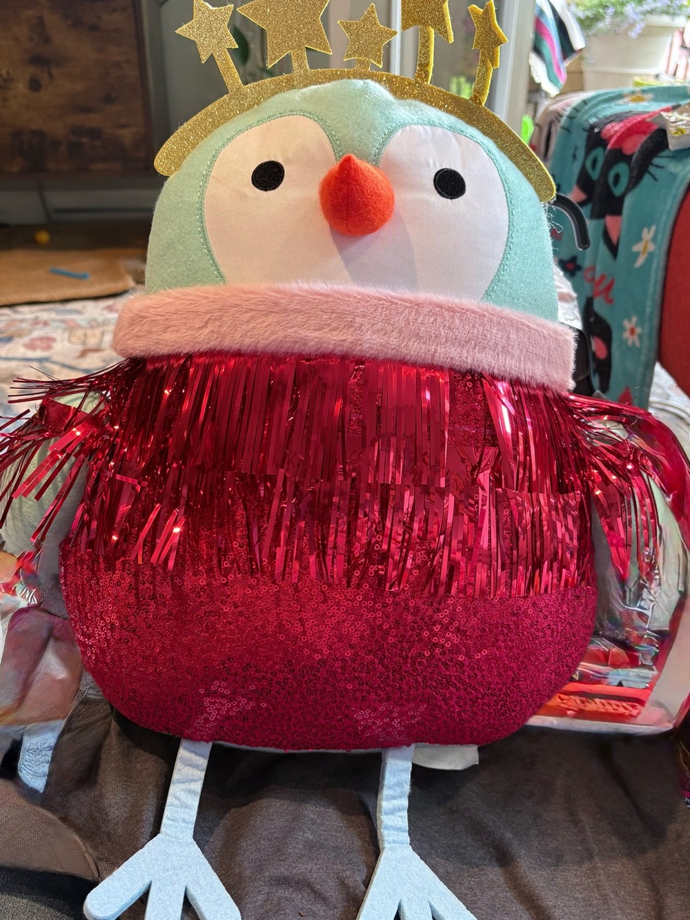 Wondershop Red Sequin Pillow with Silver Star Accent